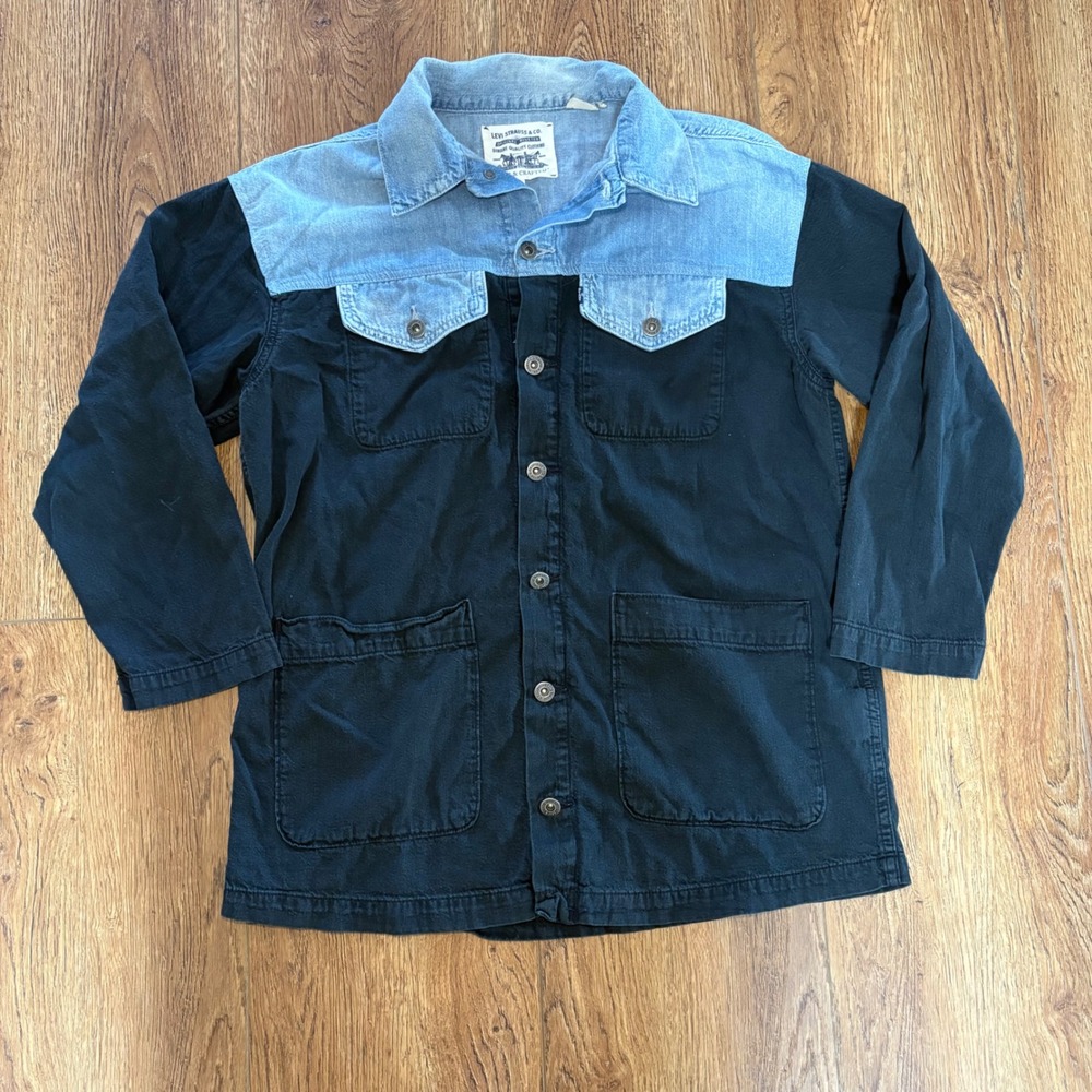 Levis Oversized Cowgirl Mix Up Two Tone Denim Chore Jacket Womens S western